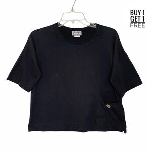 WILD Palms Black Front Pocket Crop Tee Size Small